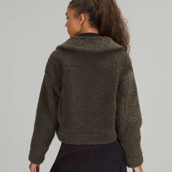 Lululemon Textured Fleece Button Jacket (Dark Olive) - Picture 4 of 9